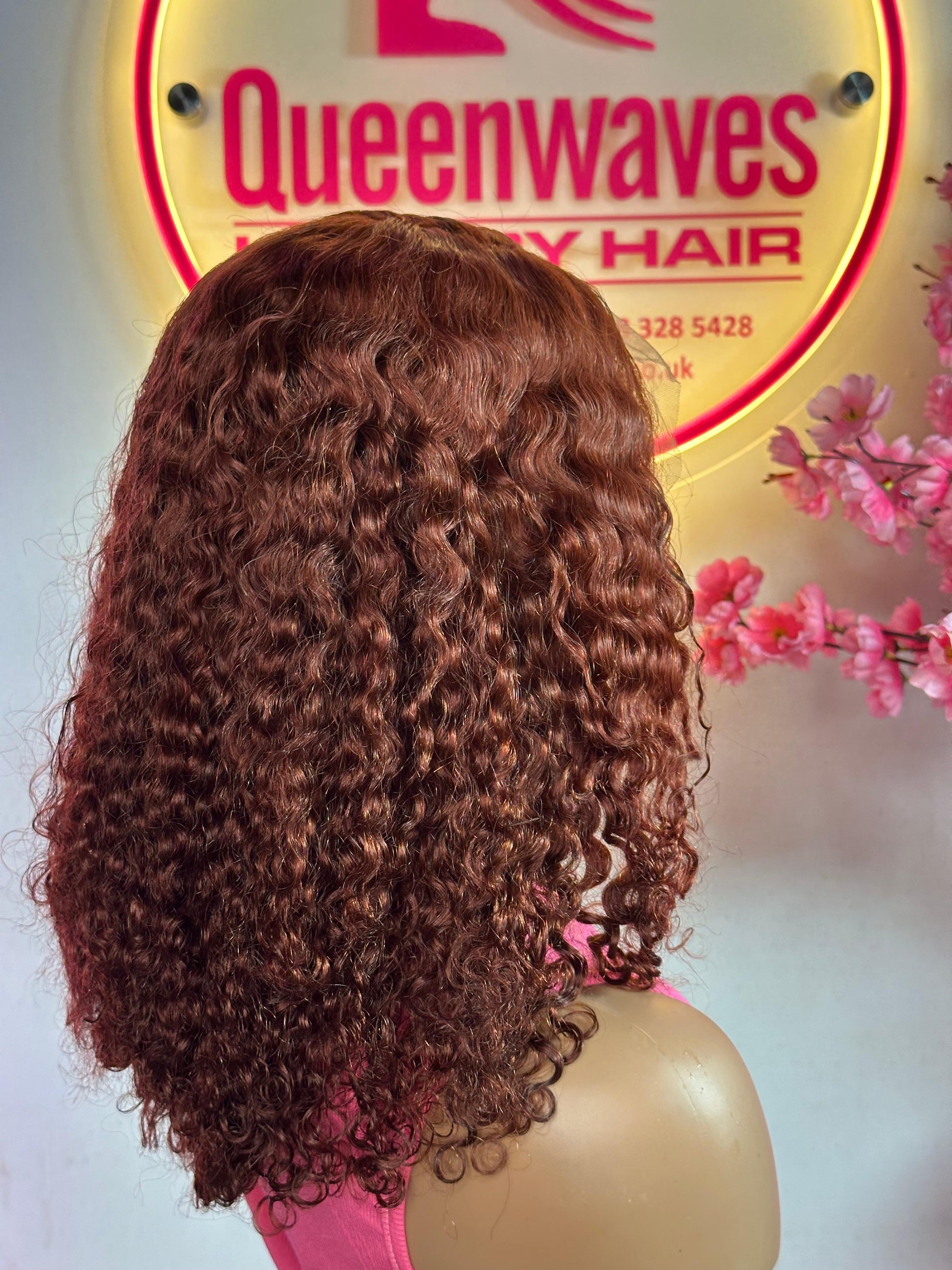 16” Auburn Kinky Curly Wig – 100% Human Hair