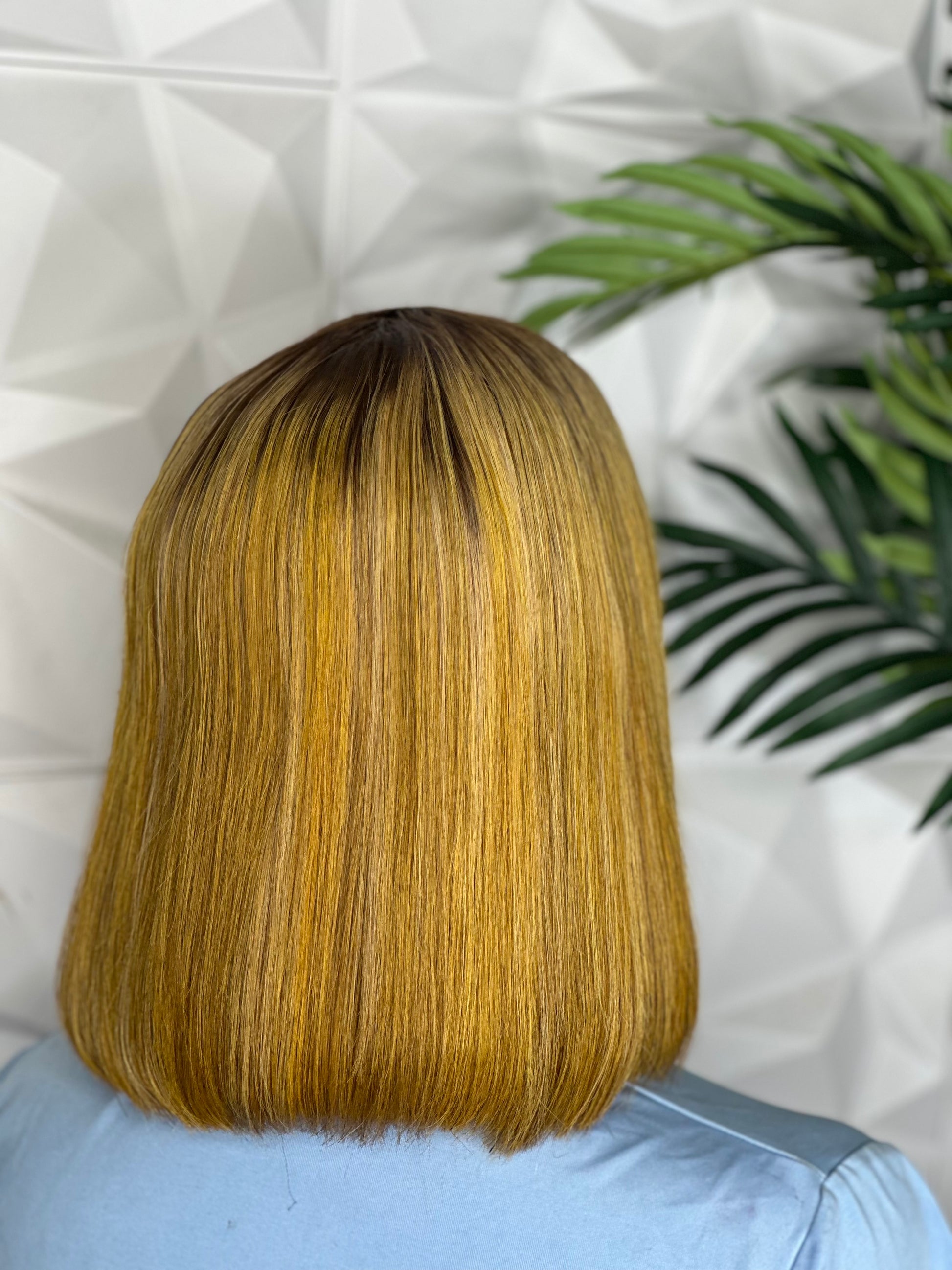 12” Toffee Blonde Fringe Wig – Vietnamese Bone Straight