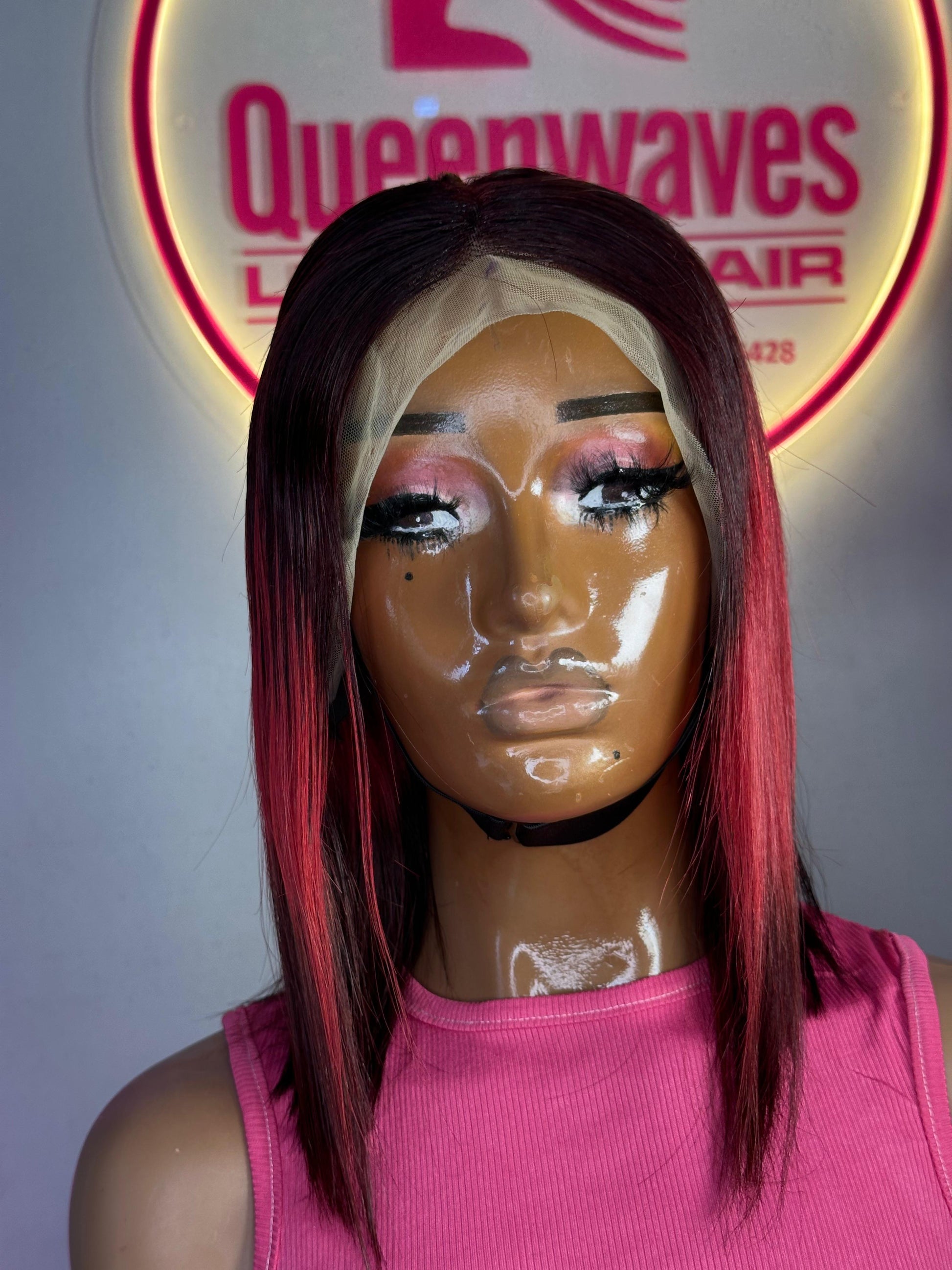 Magenta Bob – 12” Sleek Wig | 100% human hair