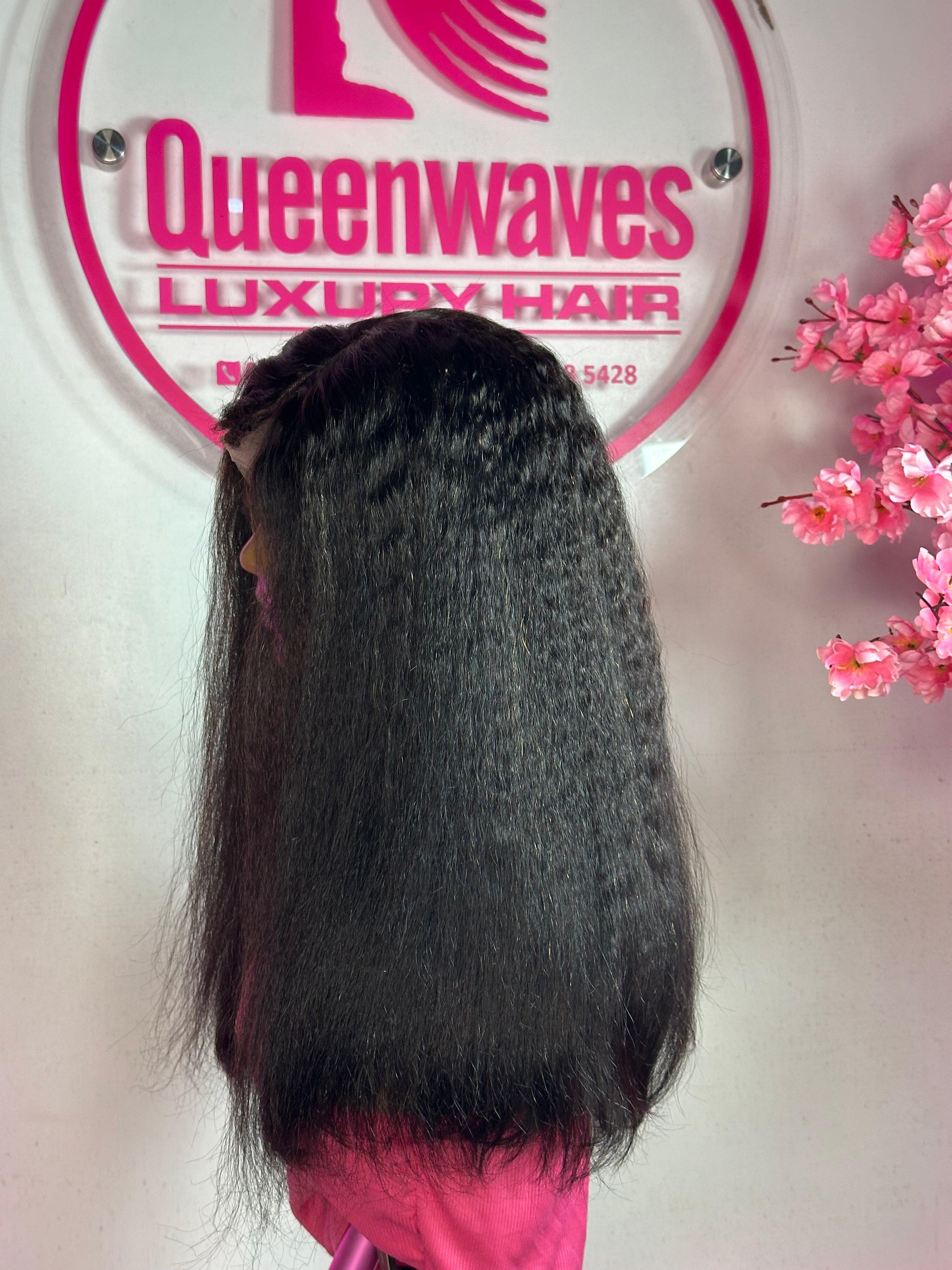18” Kinky Straight Wig – 100% Human Hair