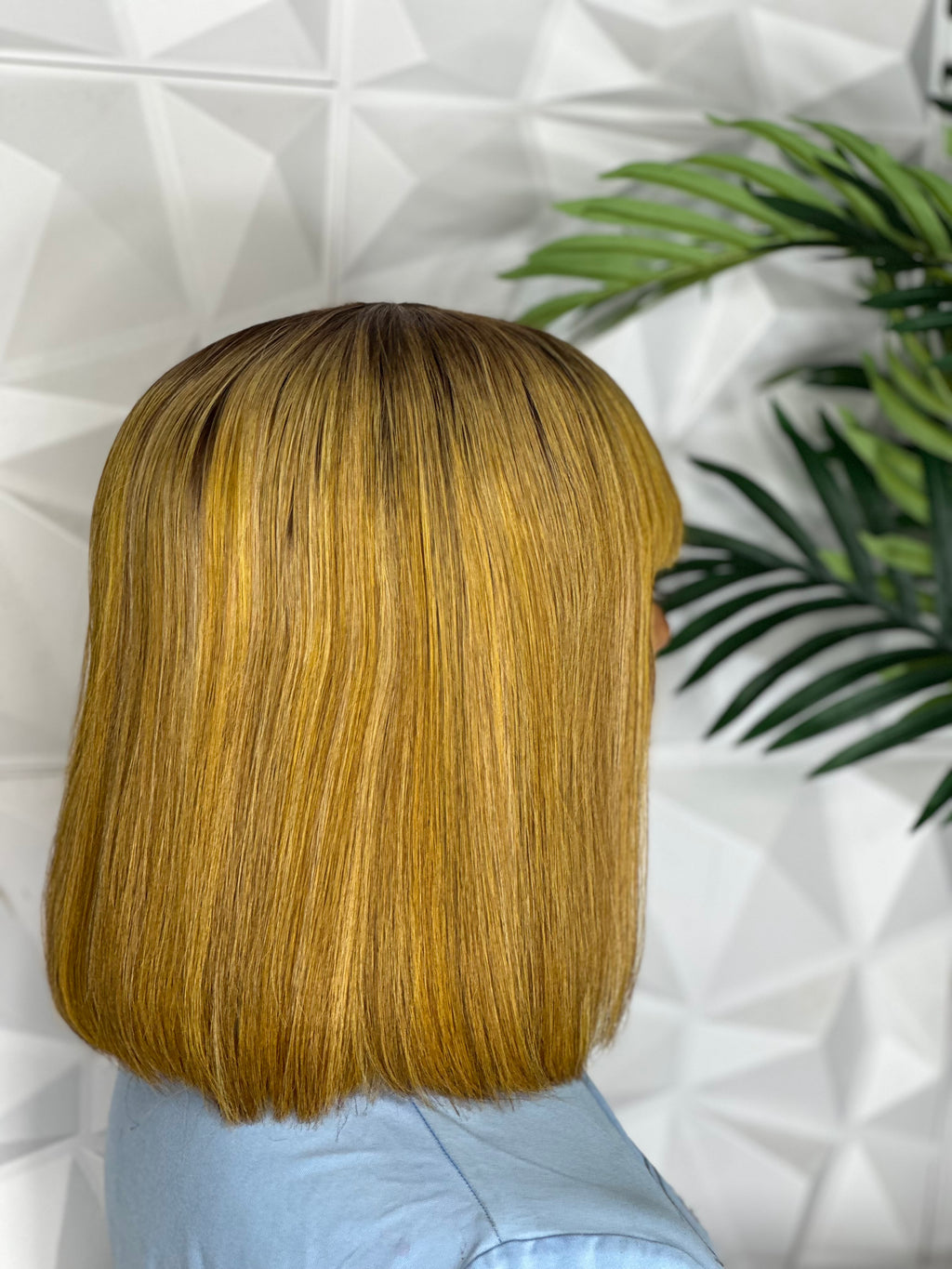 12” Toffee Blonde Fringe Wig – Vietnamese Bone Straight