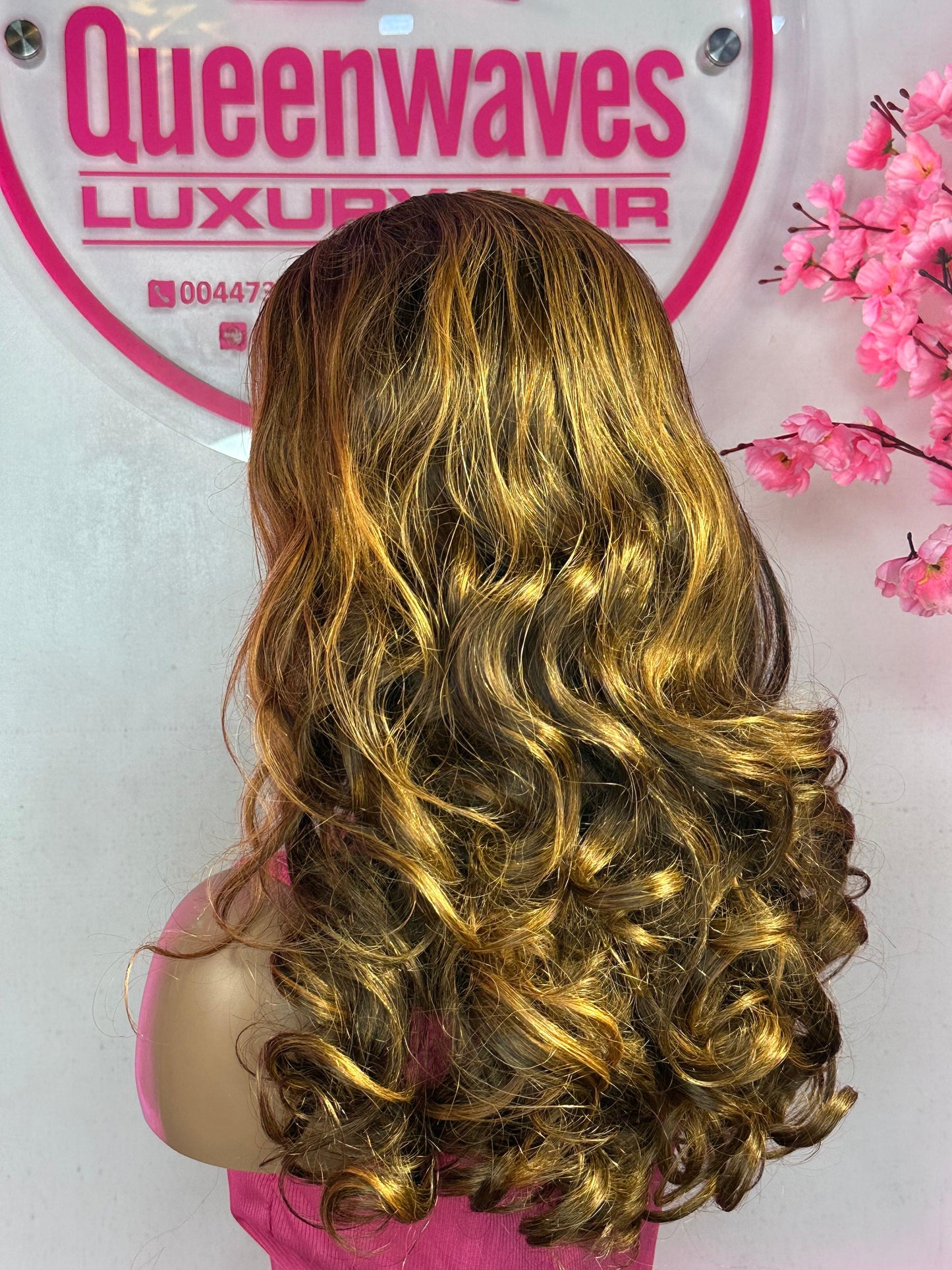 28” Curly Ombré Wig – Blondeish Brown | 13x4 HD Lace | Soft & Voluminous Look