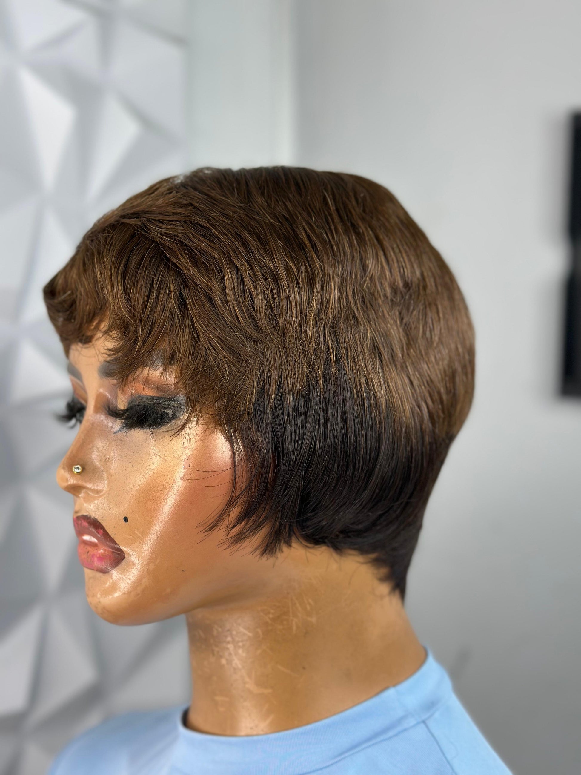 Chic Short Pixie Wig – Natural Brown, Soft Waves, HD Lace Front