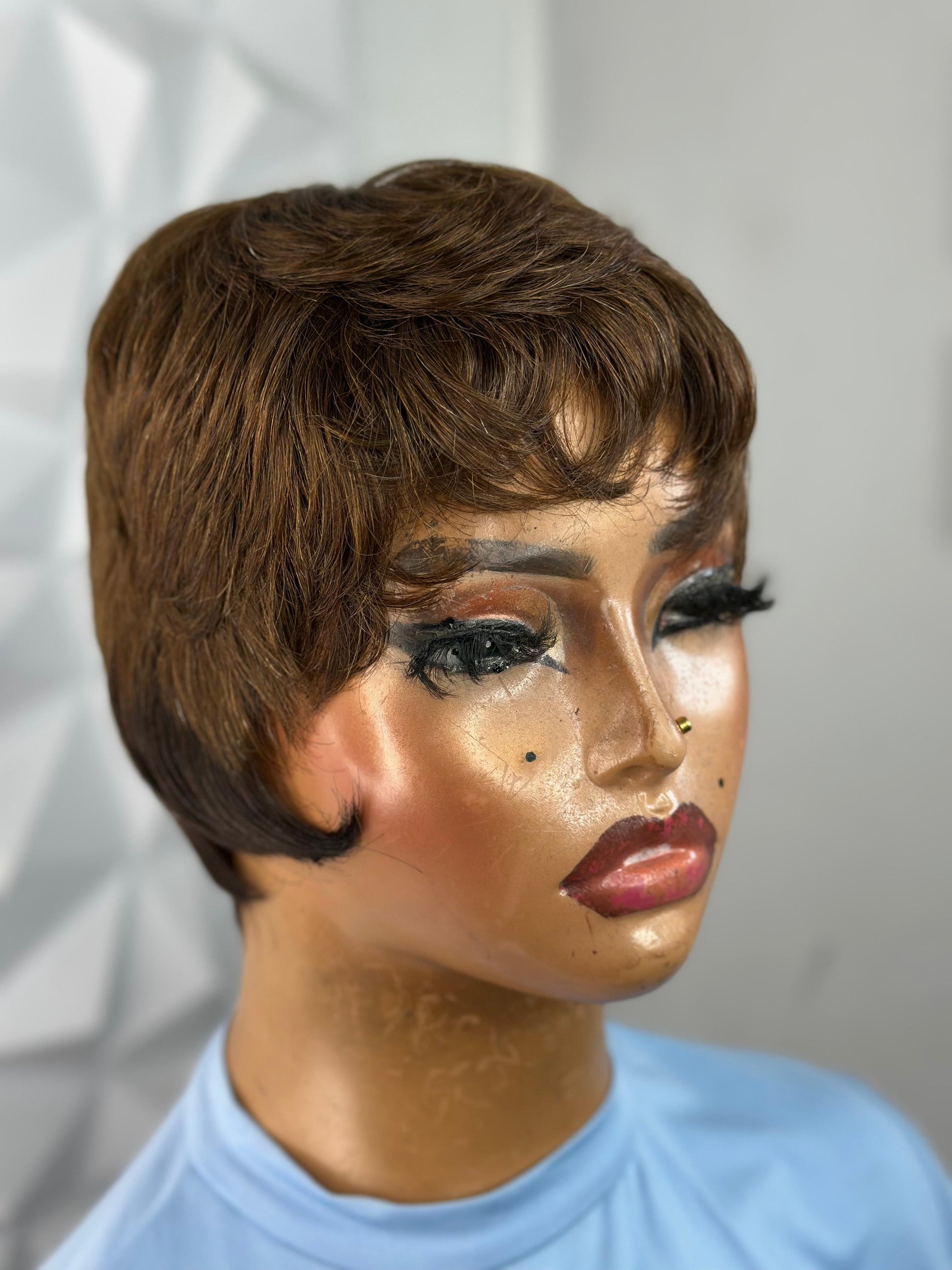 Chic Short Pixie Wig – Natural Brown, Soft Waves, HD Lace Front