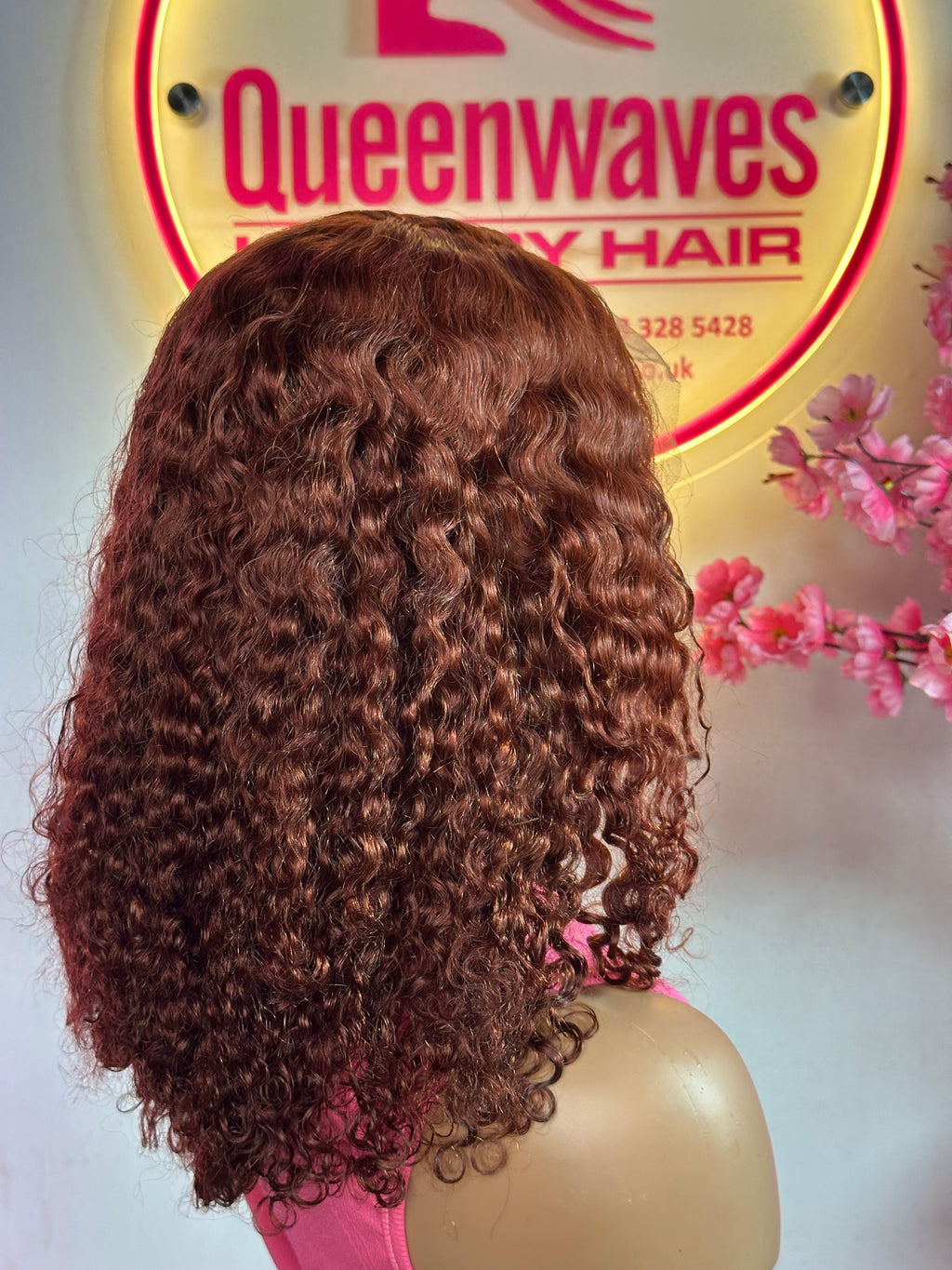 16” Auburn Kinky Curly Wig – 100% Human Hair