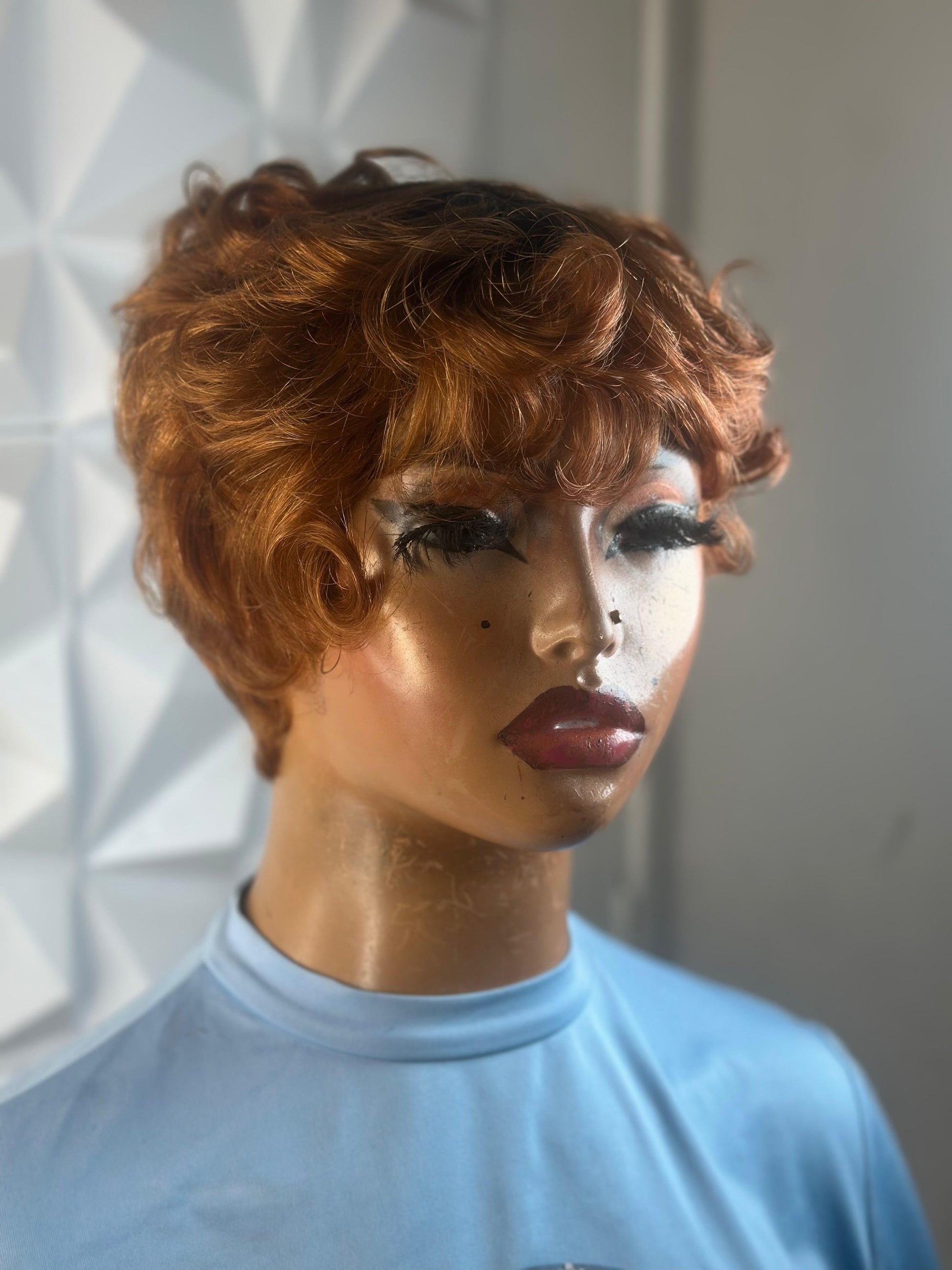 Sleek Tapered Pixie Wig – Brown, 100% Human Hair