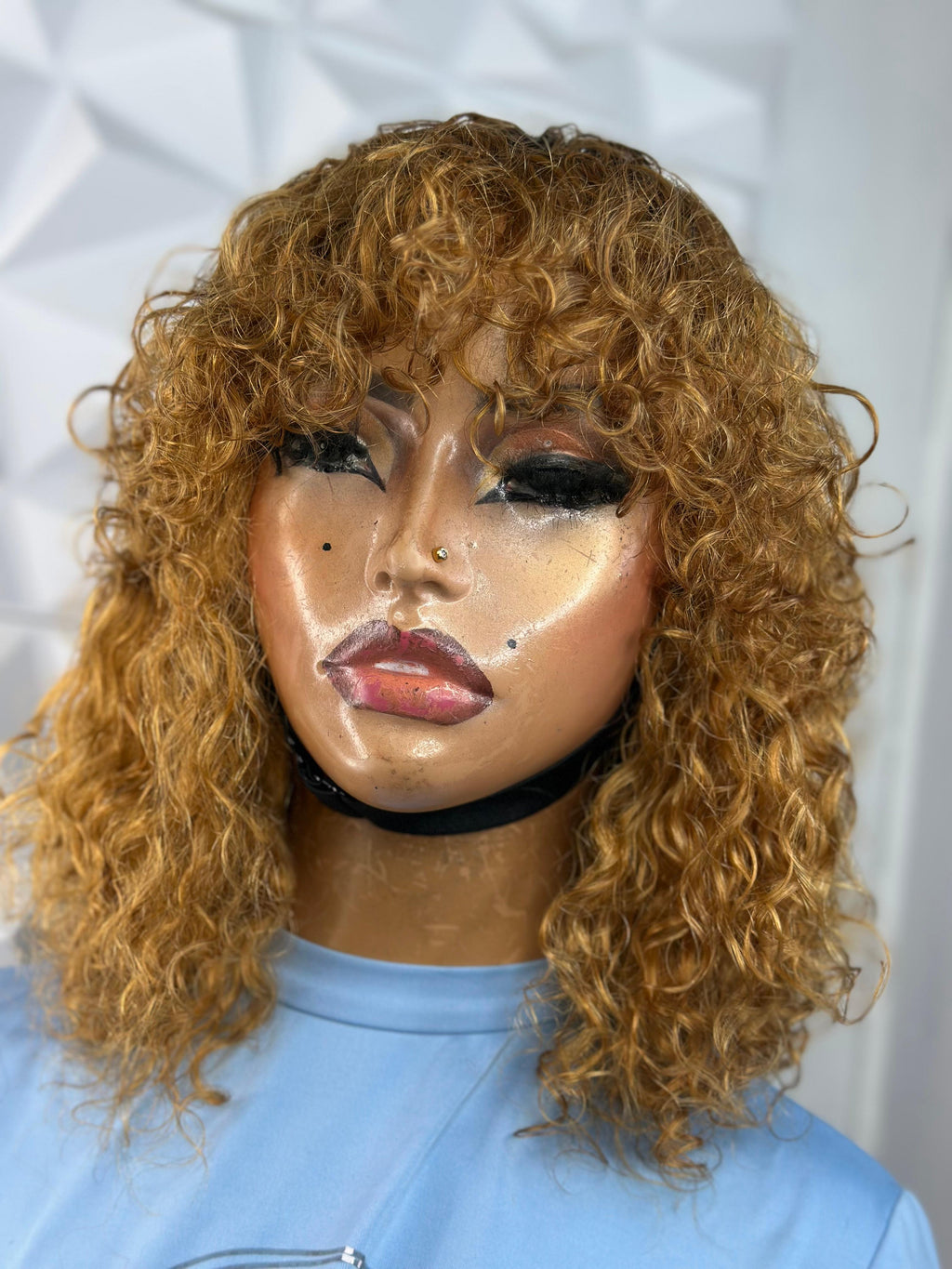 Water Wave Fringe Wig – 12” | Human Hair