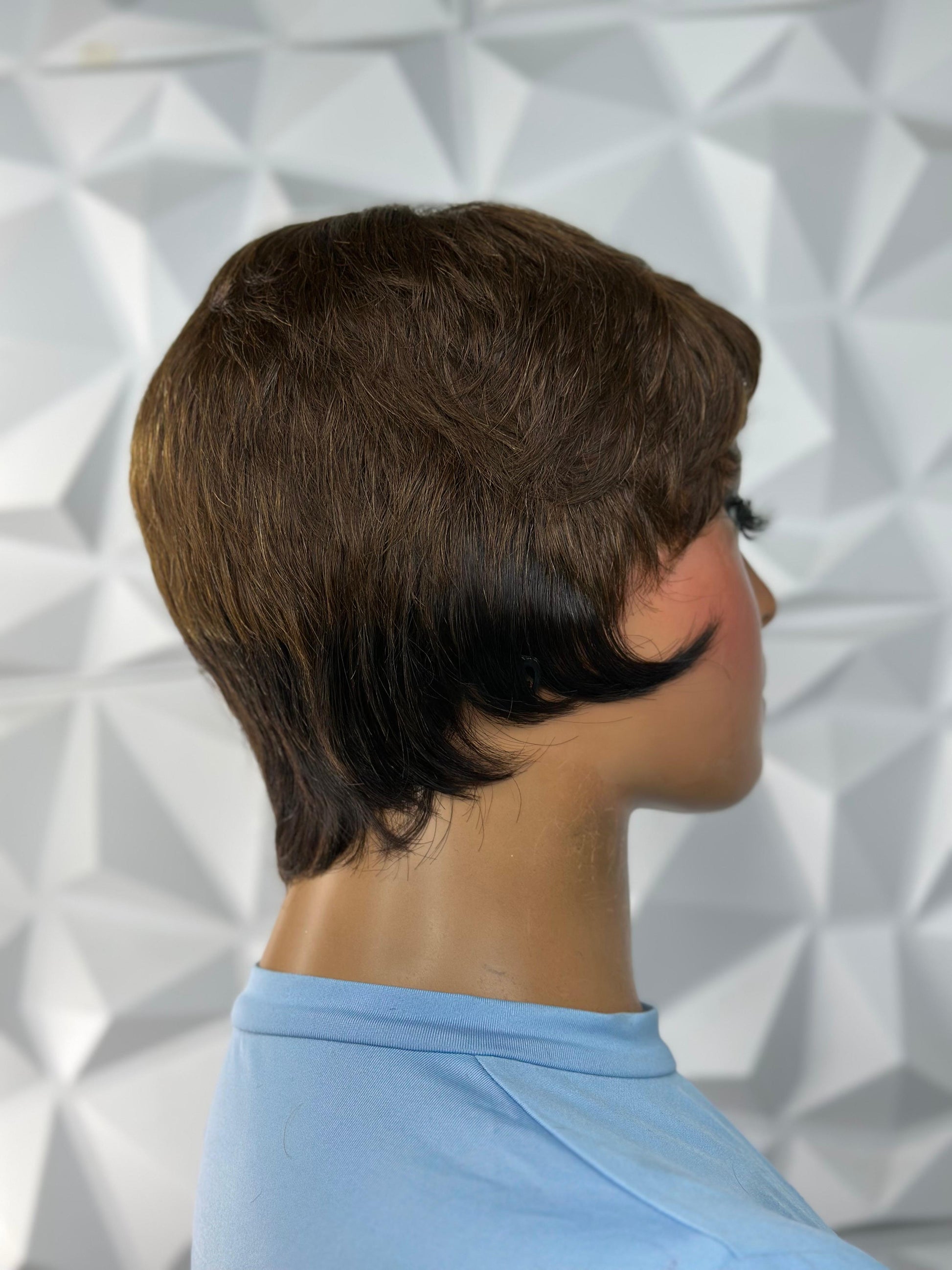 Chic Short Pixie Wig – Natural Brown, Soft Waves, HD Lace Front