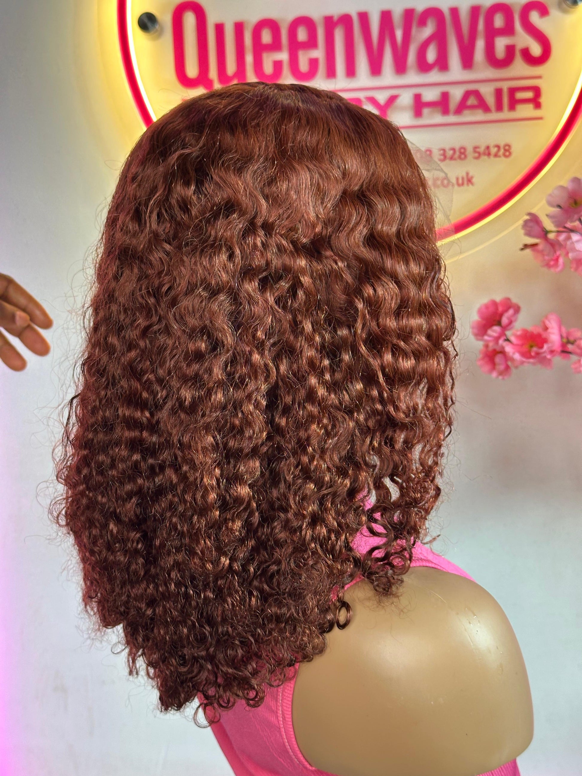 16” Auburn Kinky Curly Wig – 100% Human Hair