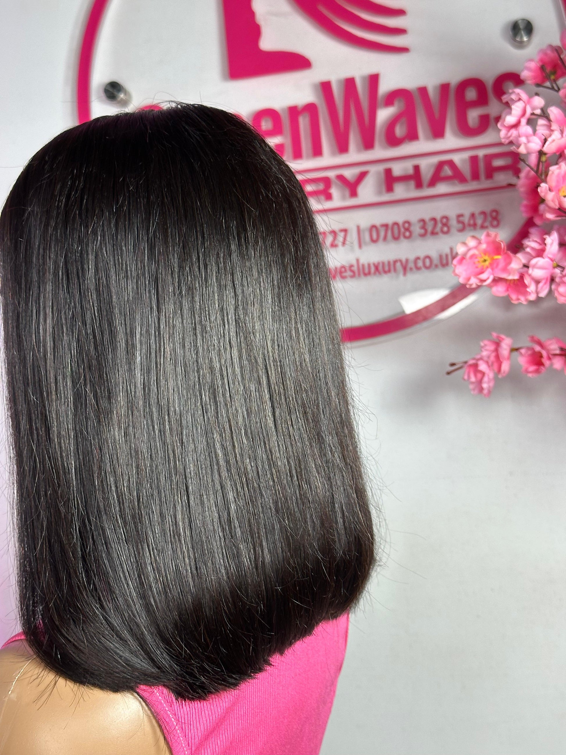 14” Sleek Straight Lace Wig – 250g, 100% Human Hair, HD Lace