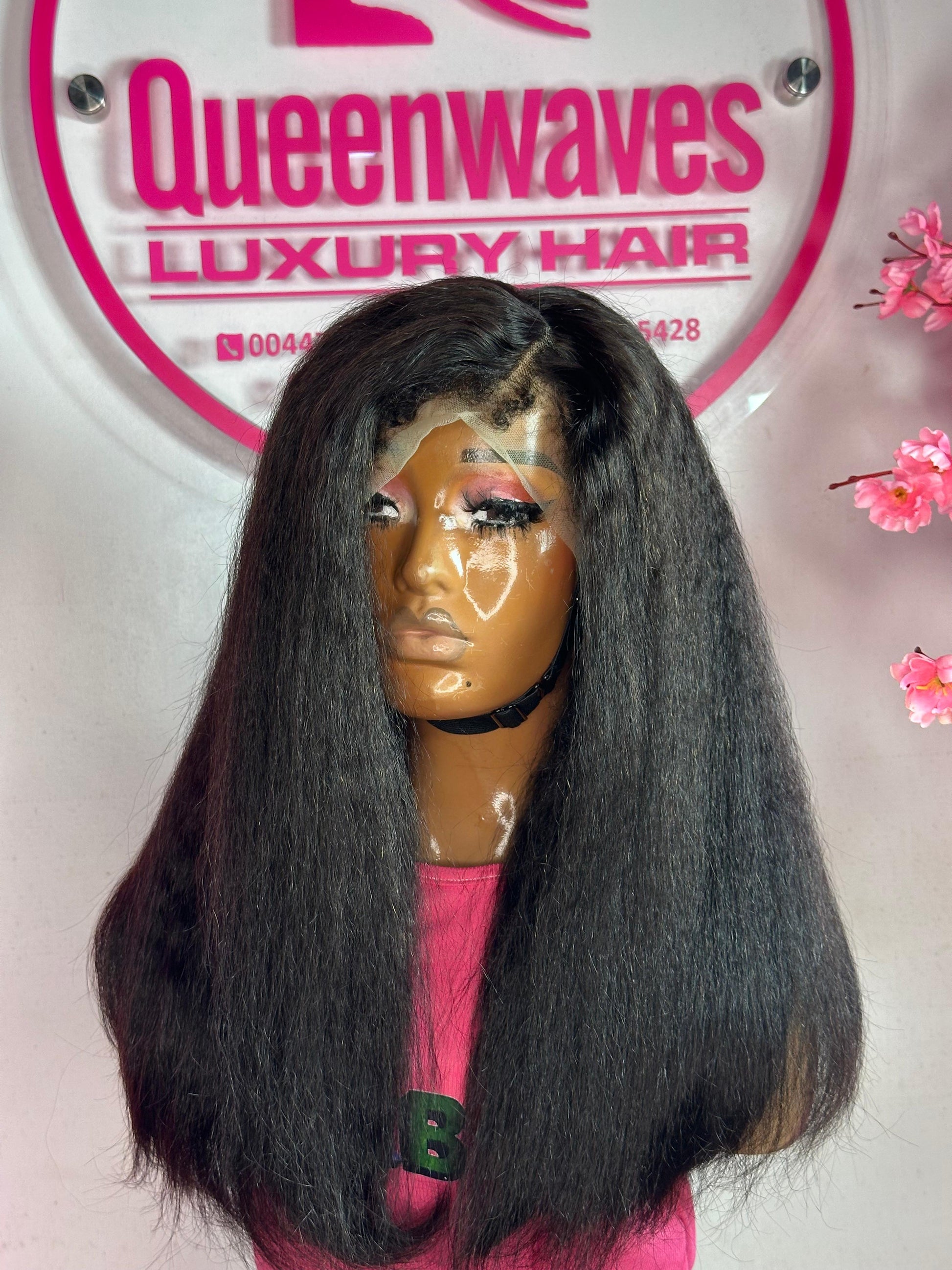18” Kinky Straight Wig – 100% Human Hair