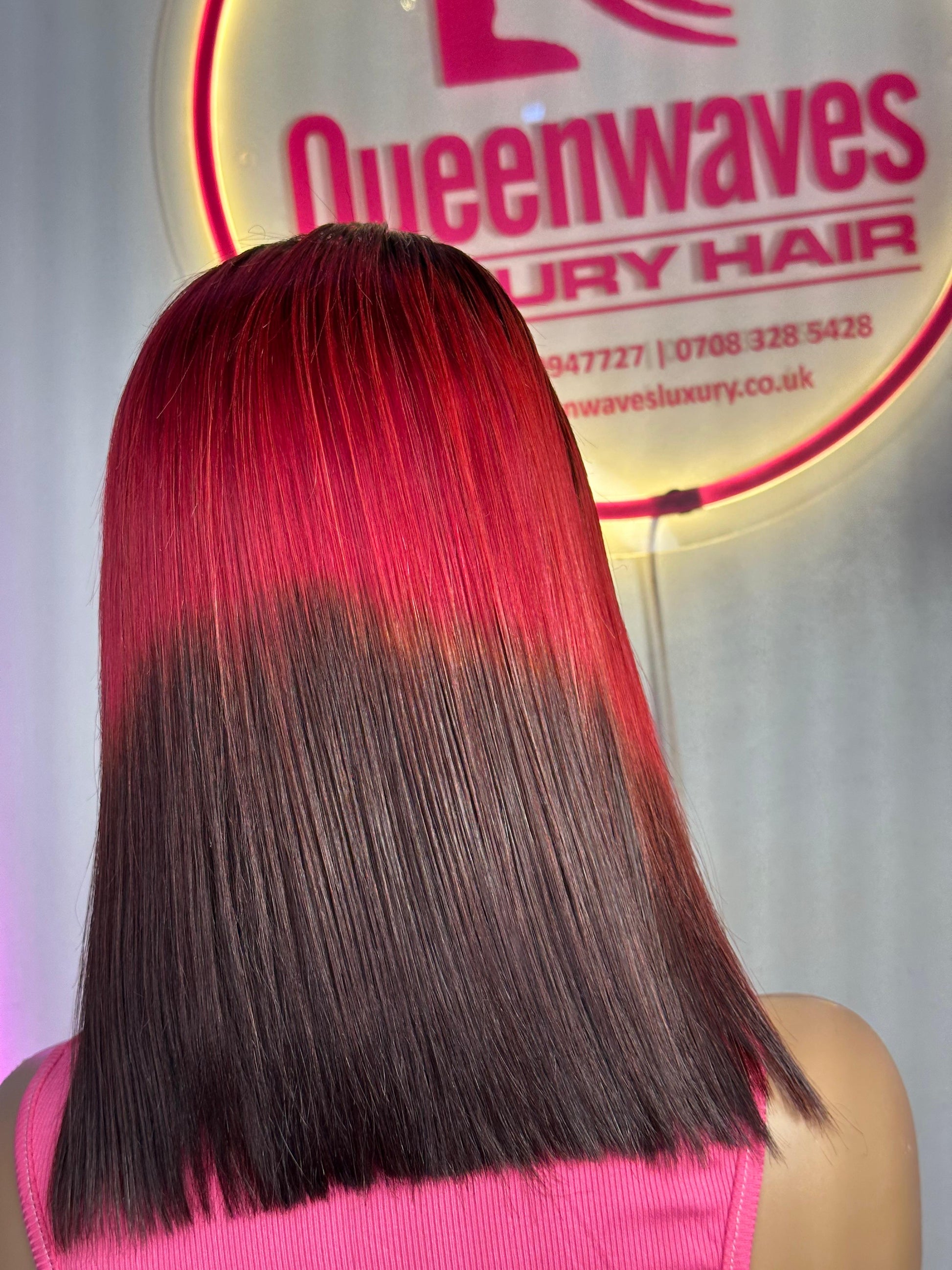 Magenta Bob – 12” Sleek Wig | 100% human hair