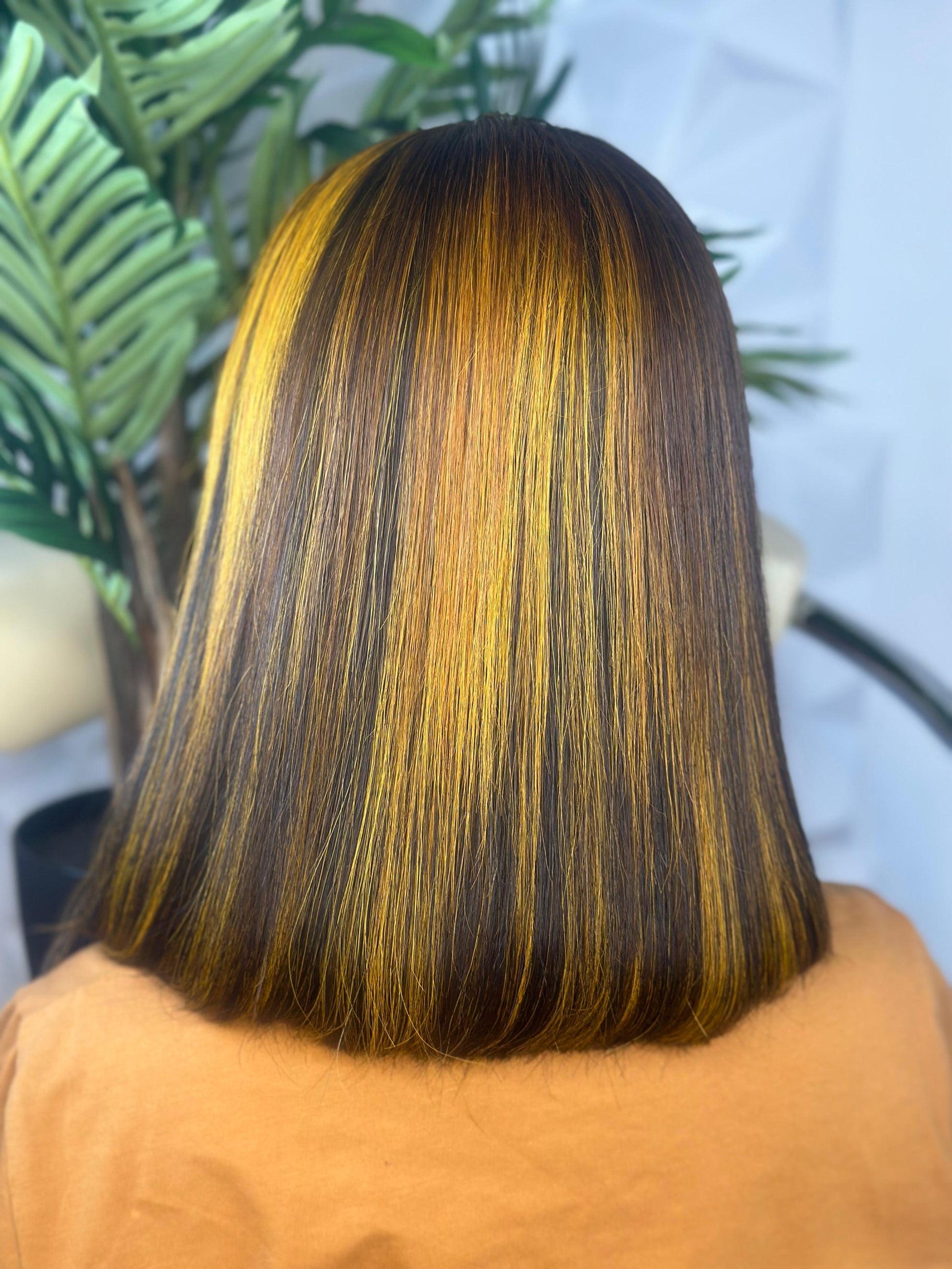 Golden flame – 12” Bone Straight Bob Wig