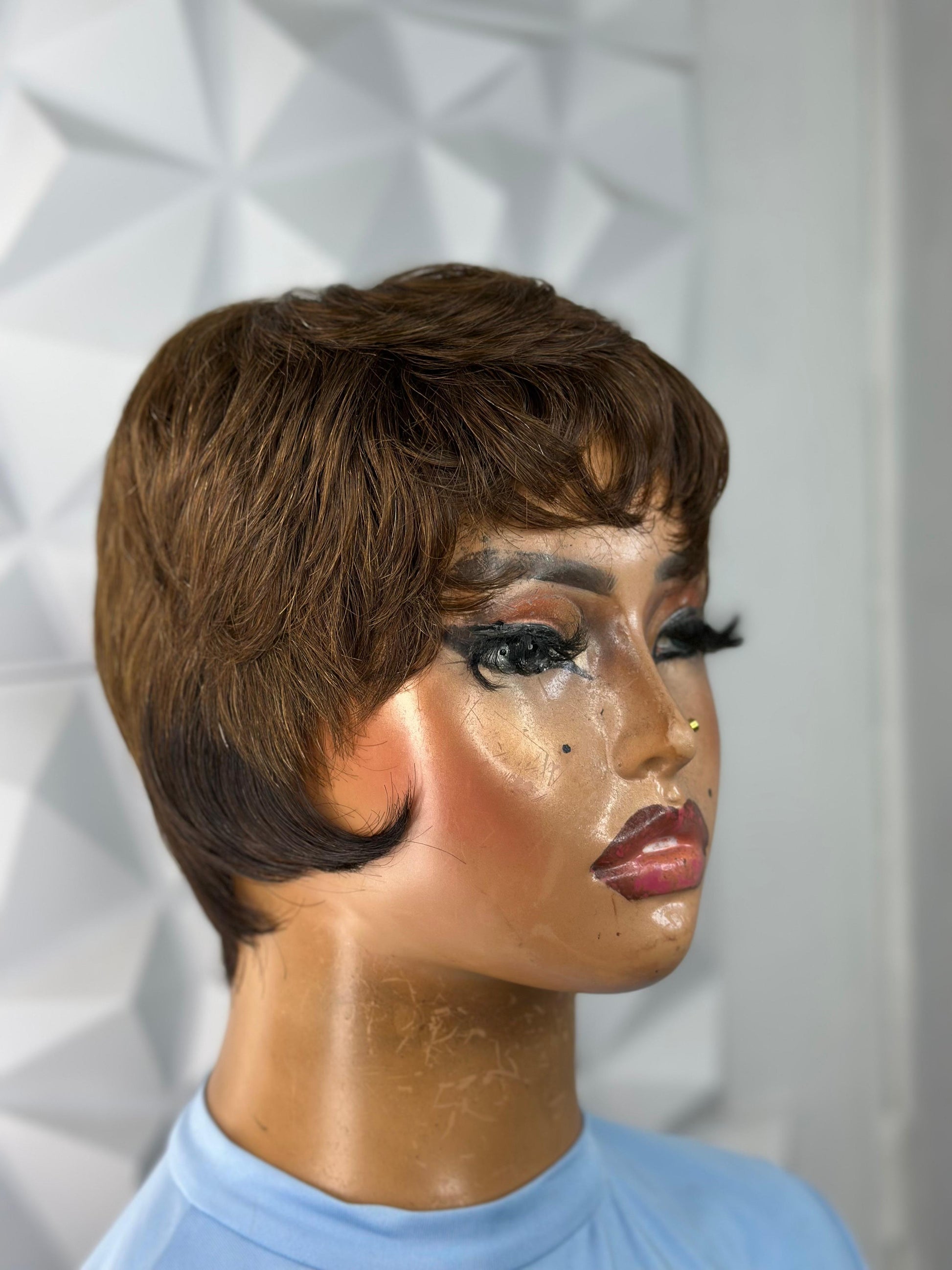 Chic Short Pixie Wig – Natural Brown, Soft Waves, HD Lace Front
