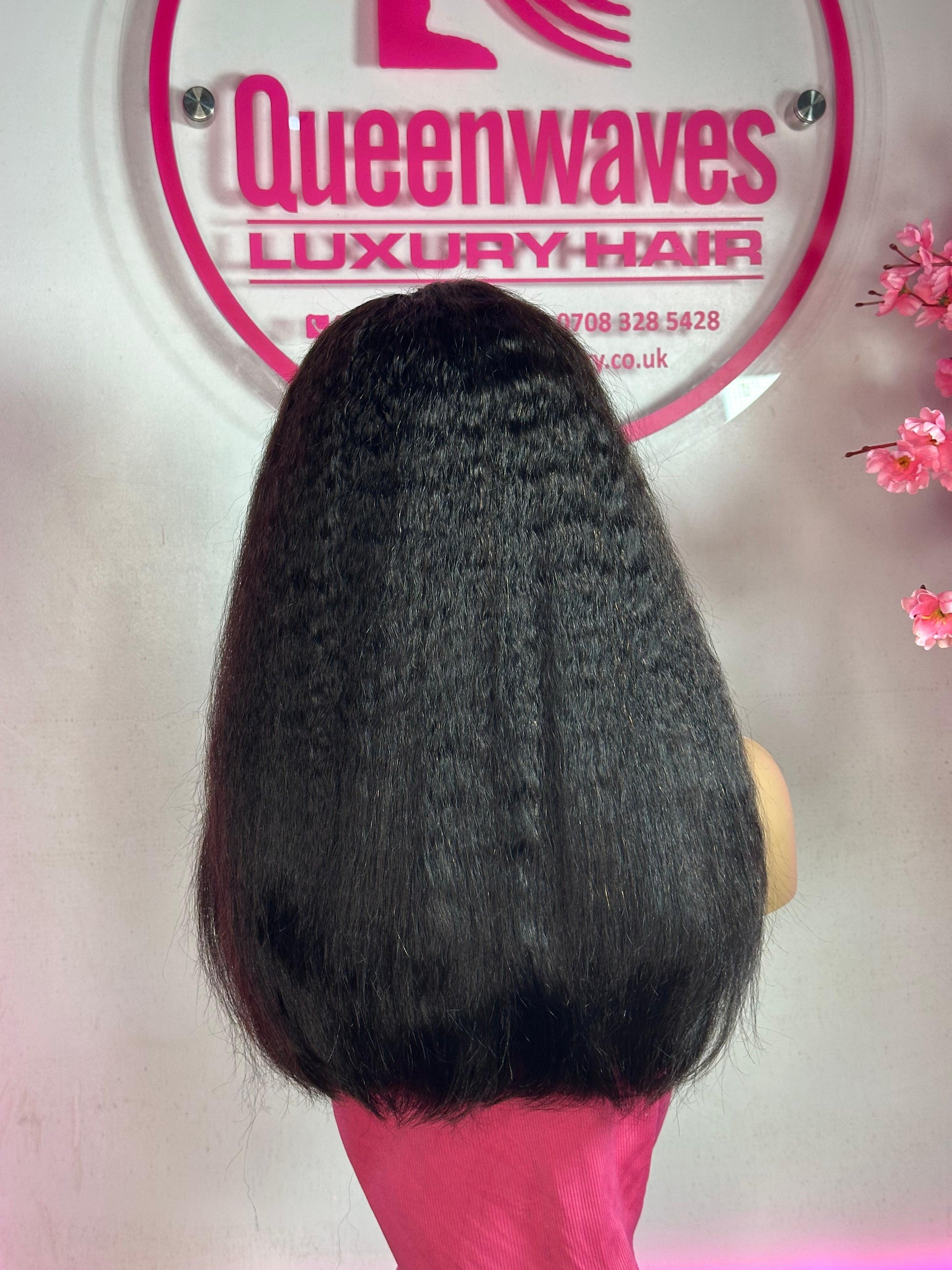 18” Kinky Straight Wig – 100% Human Hair