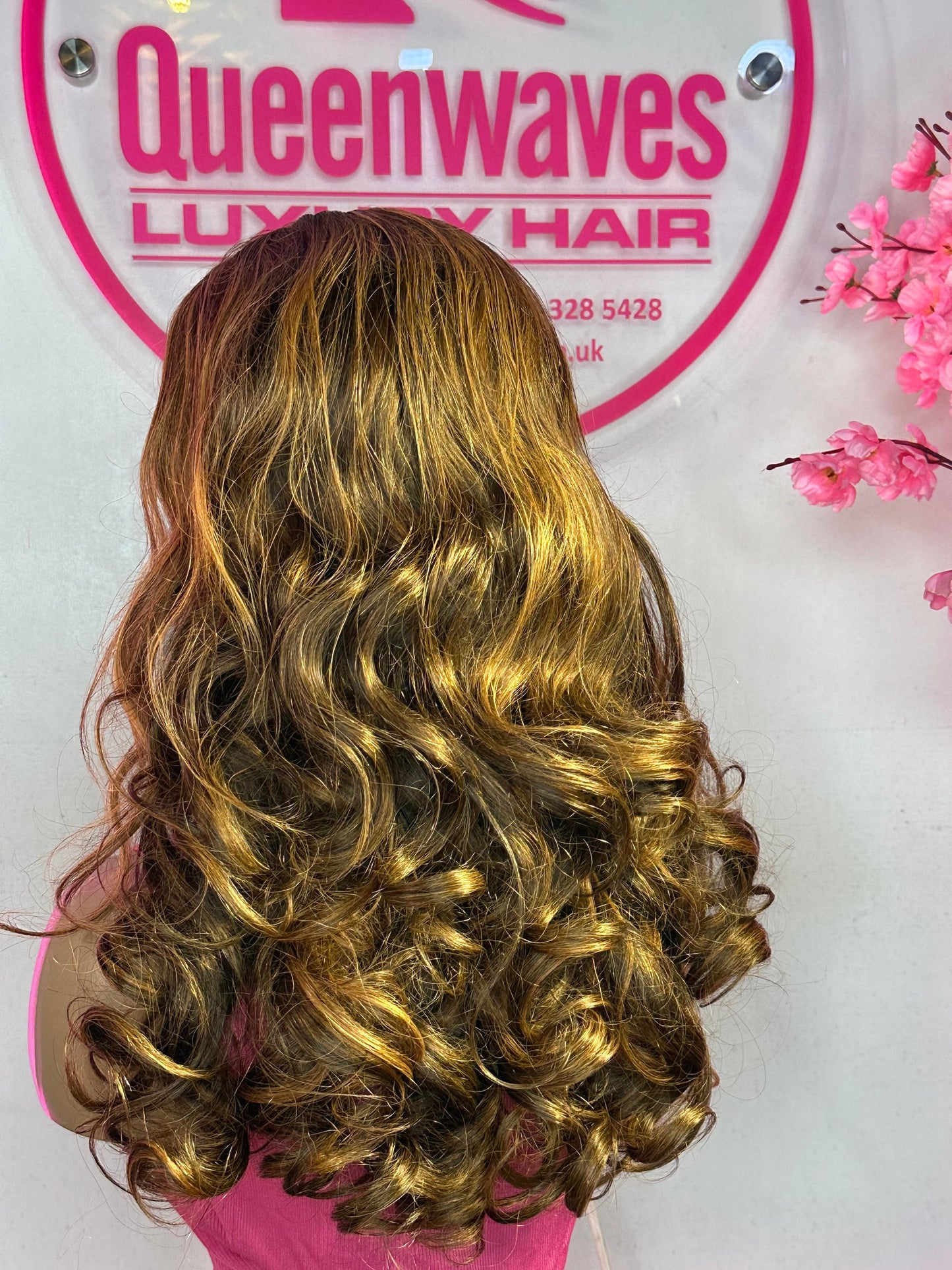 28” Curly Ombré Wig – Blondeish Brown | 13x4 HD Lace | Soft & Voluminous Look