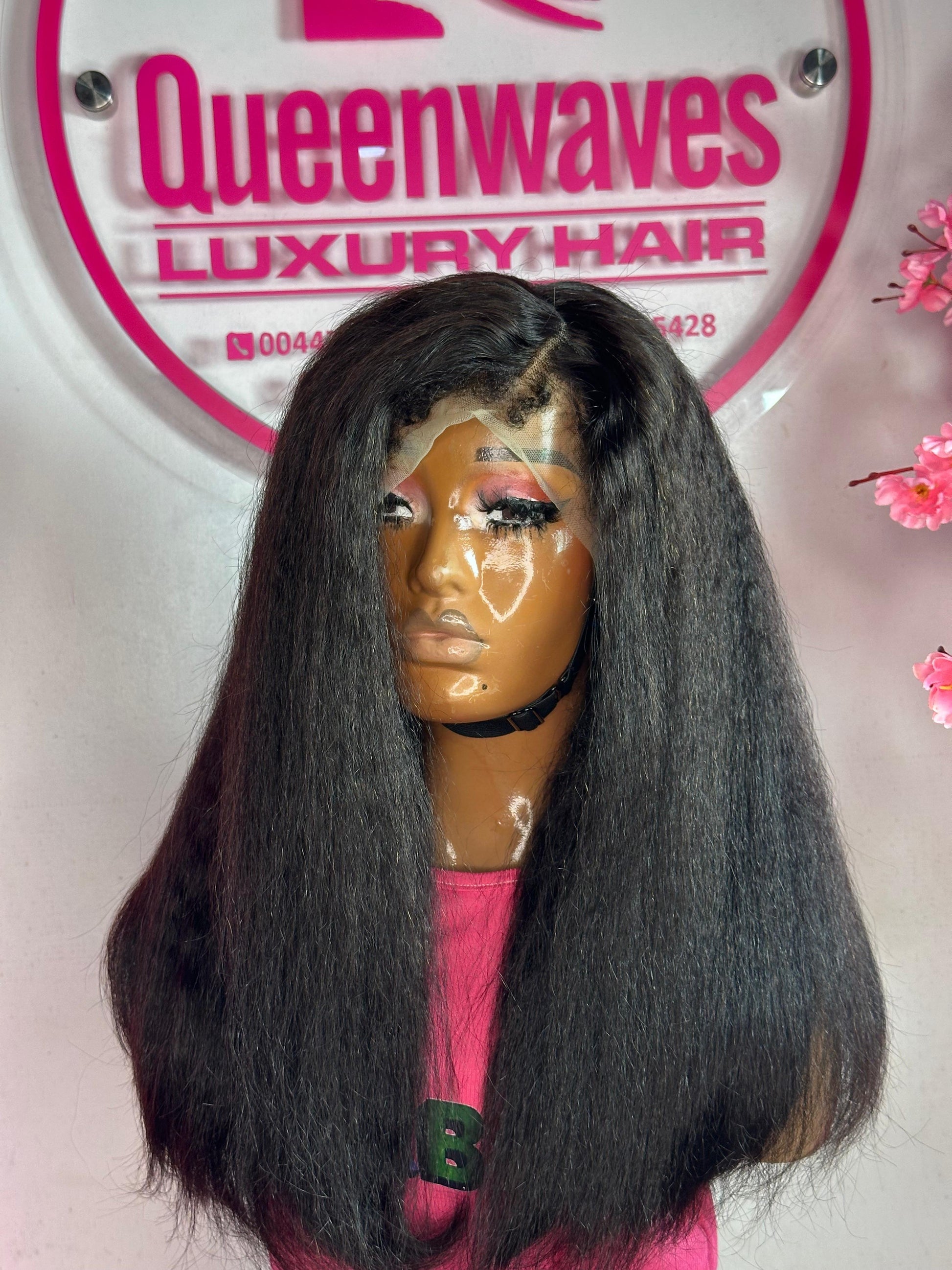 18” Kinky Straight Wig – 100% Human Hair