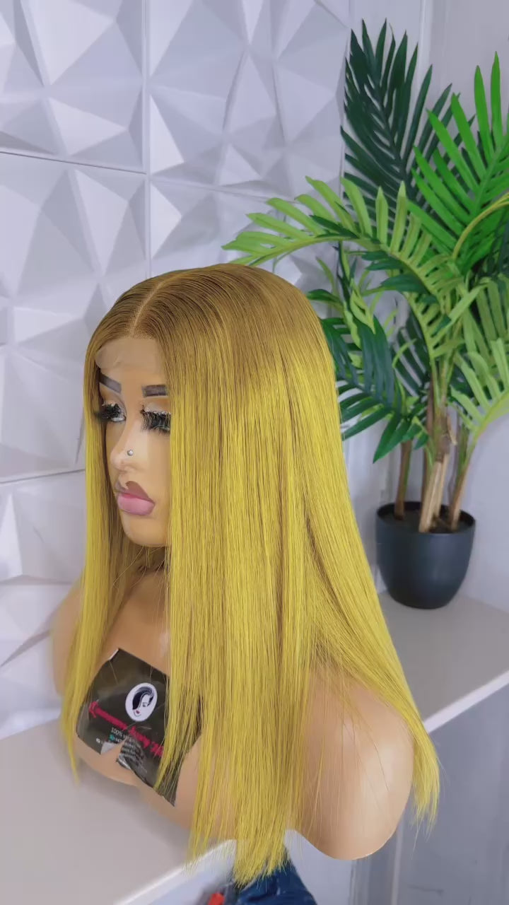 18” Golden Olive Luxe bone straight wig