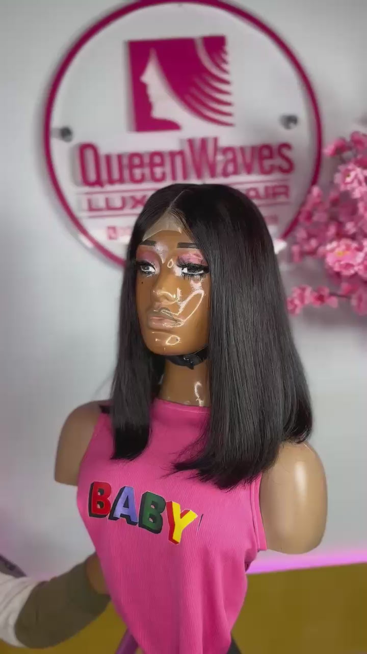 14” Sleek Straight Lace Wig – 250g, 100% Human Hair, HD Lace